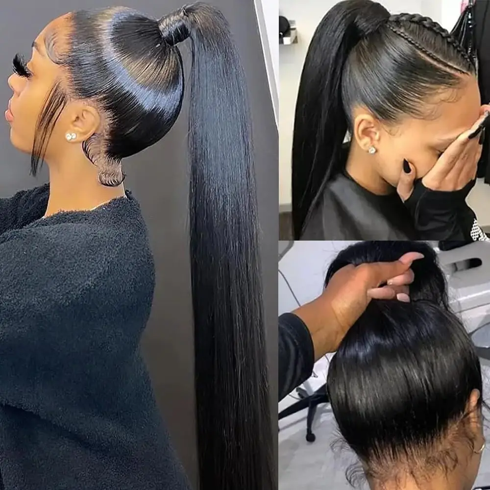 360 Lace Frontal Only Straight Human Hair Pre-Plucked Transparent Lace Closure Only Natural Color 360 Lace Closure for Women