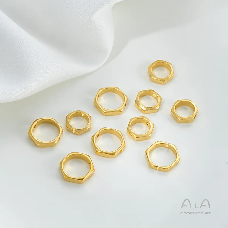 Hexagonal Hexagram Set Bead Ring Handmade Beaded Bead Spacer Ring DIY Hand Necklace Jewelry Accessories