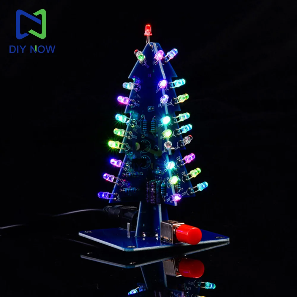 LED الملونة شجرة عيد الميلاد DIY كيت LED فلاش ضوء مجموعة دوائر كهربائية متعة لحام ممارسة كيت PCB DIY كيت #5