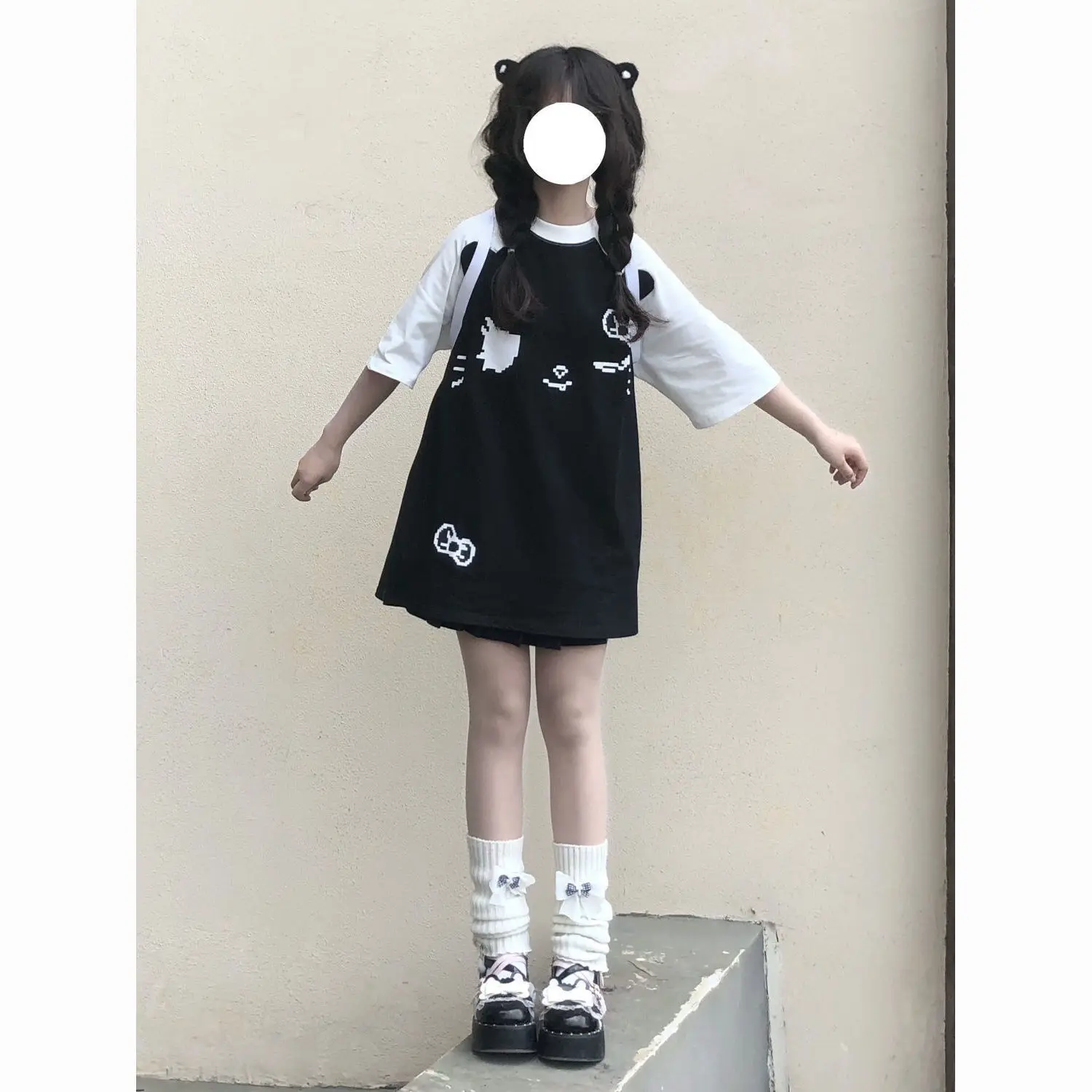 تي شيرتات قصيرة الأكمام للسيدات كورية مستوحاة من القطن مريح وفضفاض مناسب كبير الحجم عصري جمالي برقبة دائرية ملابس غير رسمية للشارع