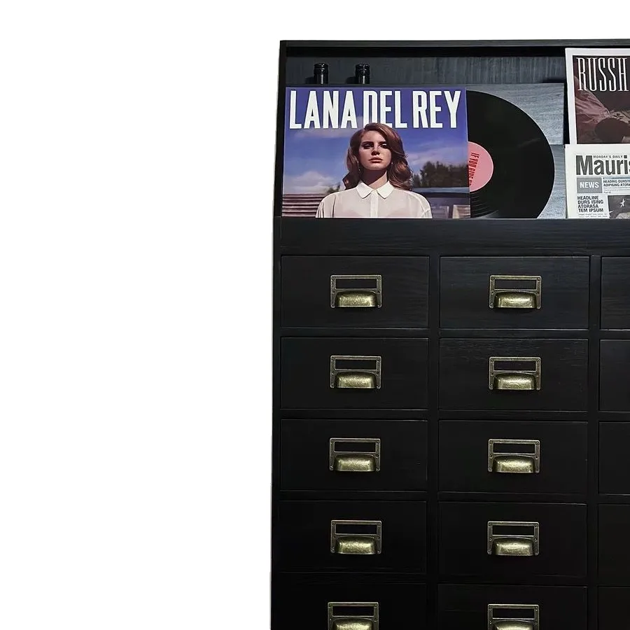 Medieval style living room bookcase multi-drawer decorative locker American retro magazine record chest