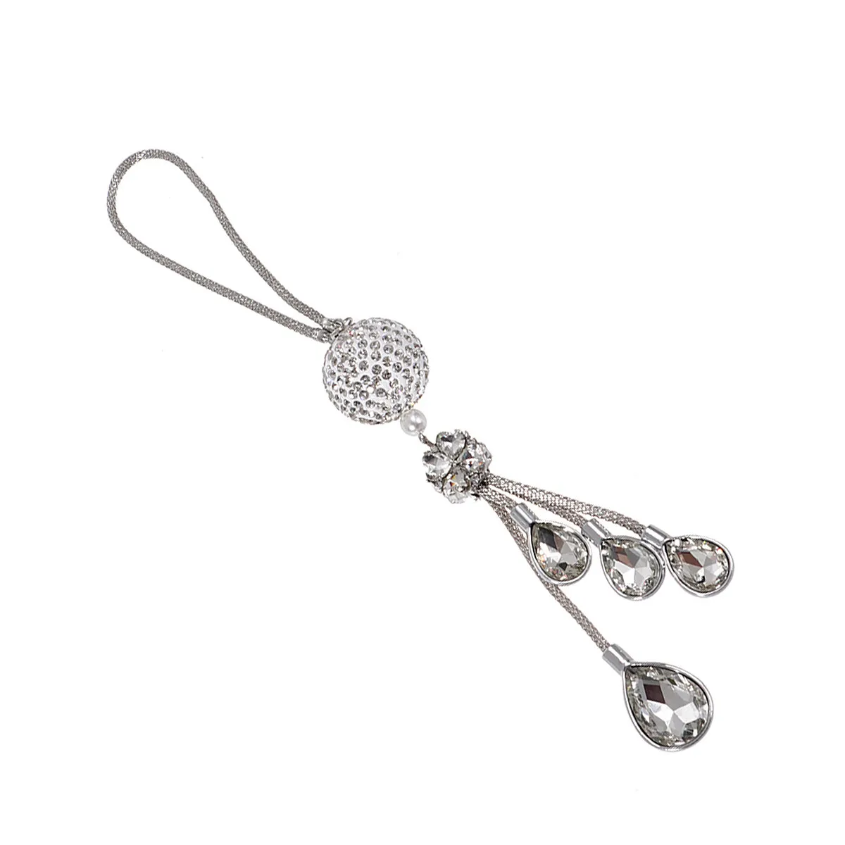 

Подвеска на зеркало заднего вида: хрустальный автомобильный декор, украшение из страз на цепочке из сплава, прозрачный аксессуар для интерьера авто