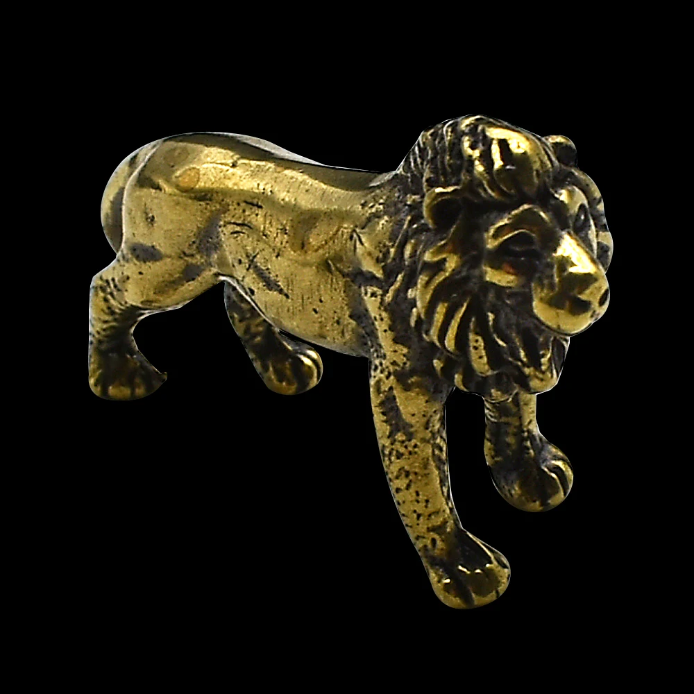 Retro Golden Lion Metal Sculpture Antique Style Wild Animal Figurine Home Decoration Desktop Craft Gift Decor