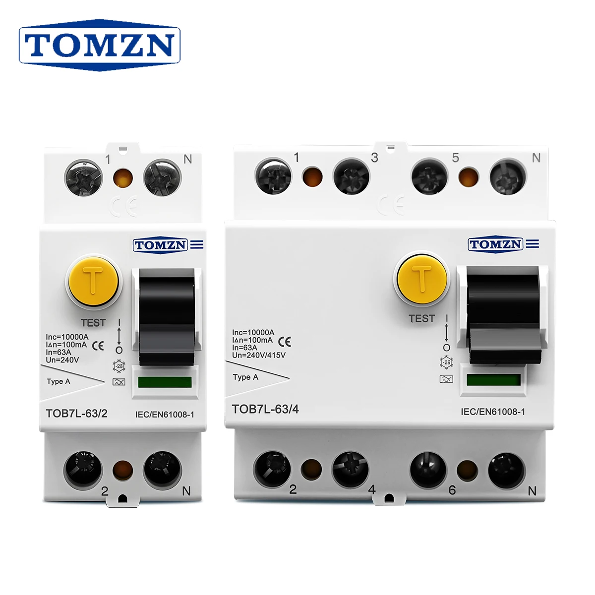 TOMZN disjoncteur électromagnétique à courant résiduel RCCB Type A/AC/B/F 2P 4P 40A 63A 30mA 100mA 300mA Anti-choc électrique
