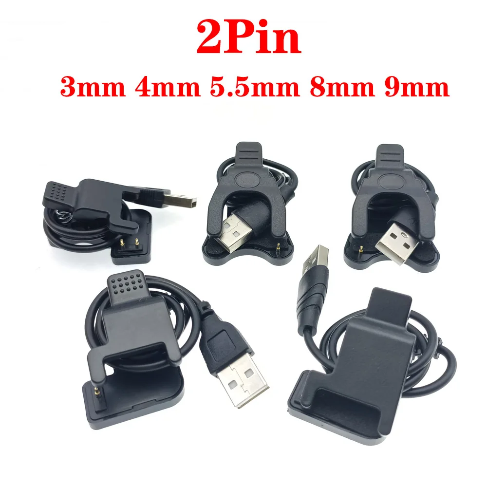 USB2.0 to 2pin Smart Watch Universal Cable Charge Connector Clip 2P pogopin interval 3/4/5.5/8/9mm Sports bracelet Charging wire