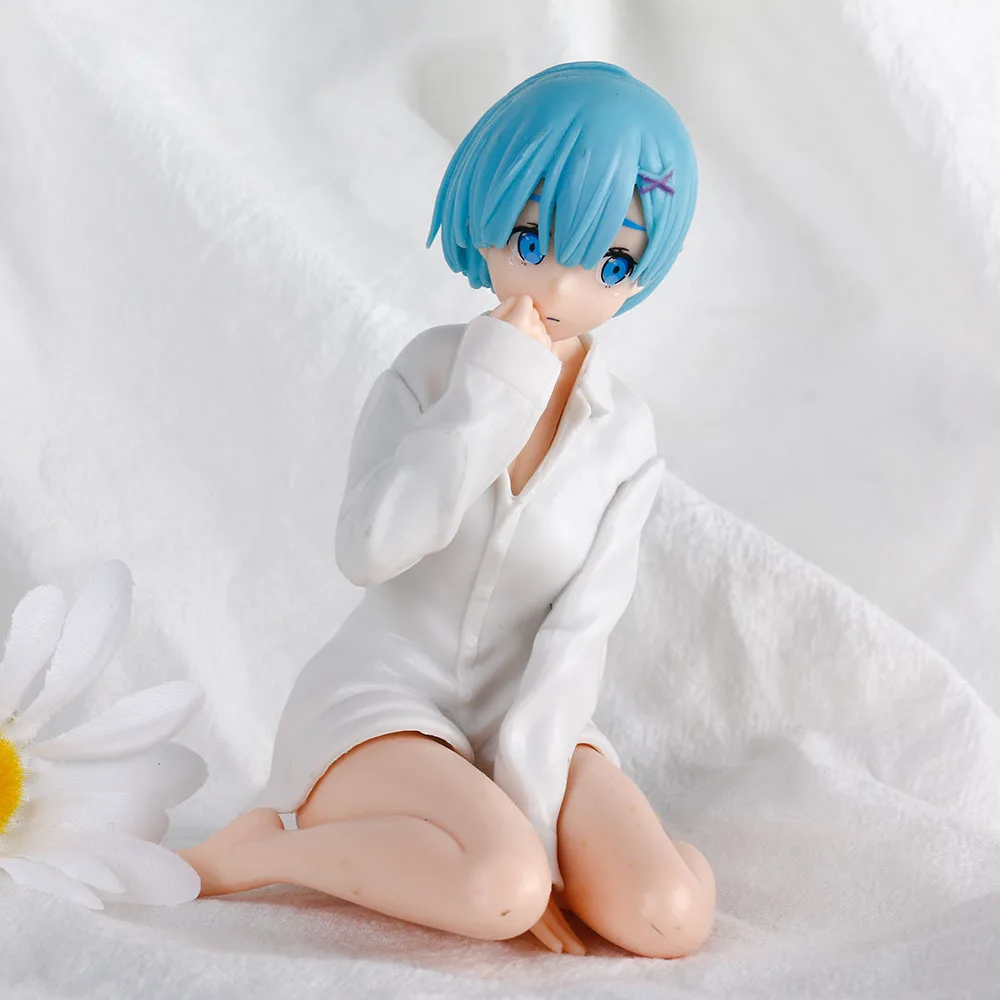 Re:Life in A Different World From Zero White Shirt Rem PVC Action Figurine Desk Collectible Anime Model Toys Figures Gift 11cm