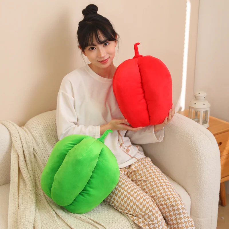 Real Life Green Red Pepper Plush toy Cute Simulation Vegetable Plant Pillow Dolls Stuffed Chili Pillow Children Room Decor Gift