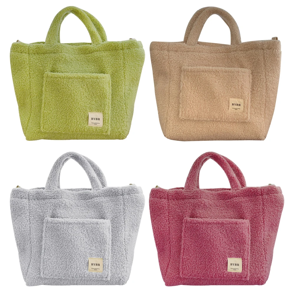 

Winter Messenger Bags Soft Plush Shoulder Crossbody Bag Large Capacity Messenger Handbag Lamb Down Travel Street Ladies Hand Bag