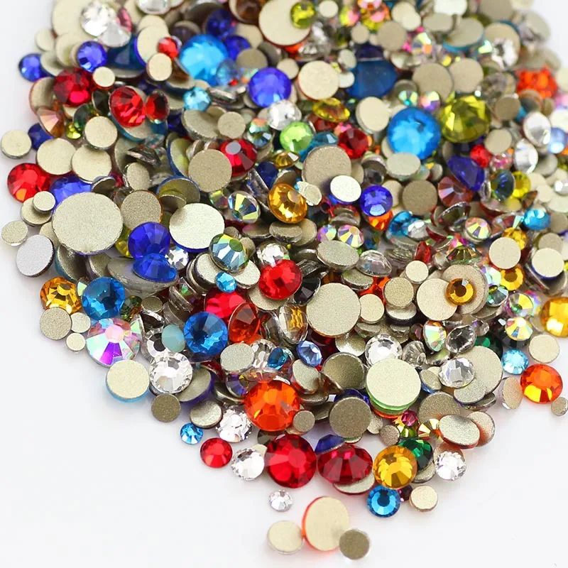 

1440 size mixed nail art gold bottom flat bottom diamond phototherapy AB rhinestone decorative shiny nail diamond