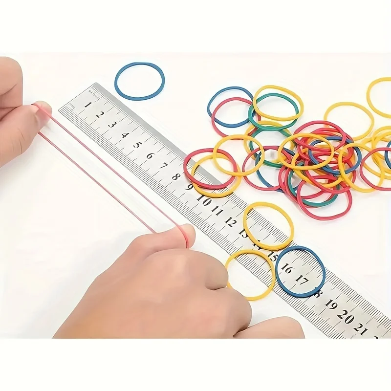 100 sztuk kolorowych małych gumek recepturkowych, elastyczne gumki rozciągliwe, odpowiednie do rachunków, artykułów biurowych, pakowane w mieszane kolory.