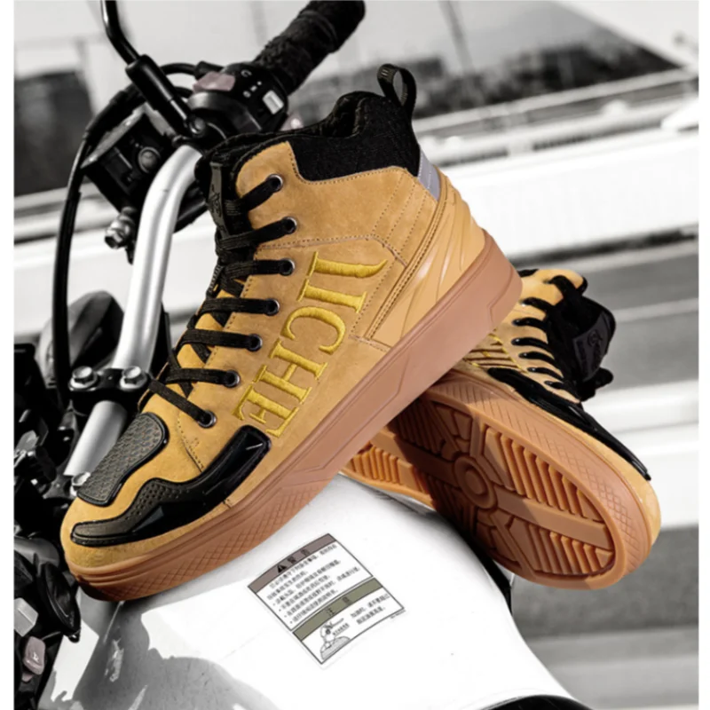 

Men's Motorcycle Shoes New Leather Men Motorcycle Boots Breathable Anti-fall Motorbike Protective Shoes Motos Short Ankle Boot