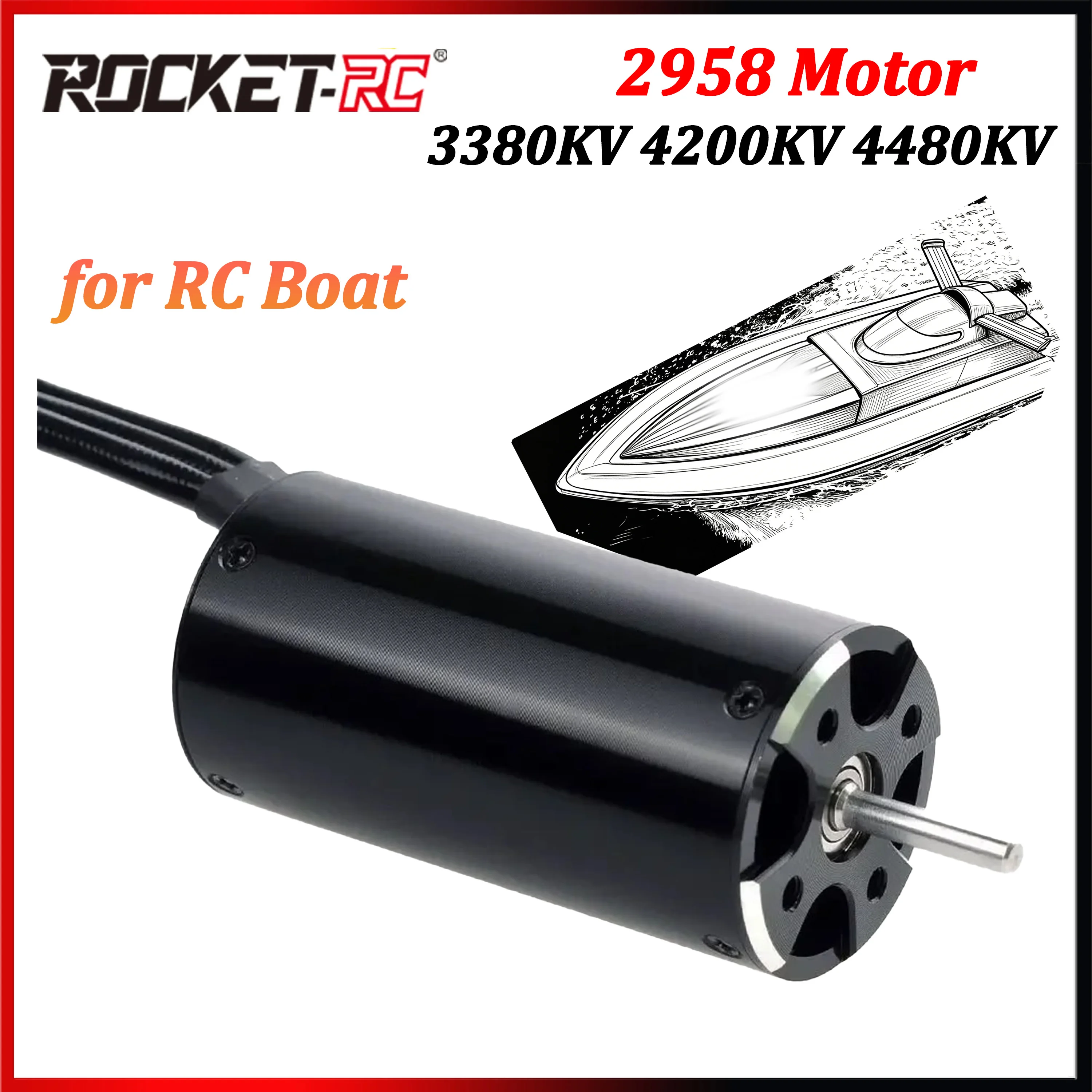 

Rocket-RC 2958 Waterproof Sensorless Brushless Motor 3380KV 4200KV 4480KV 3.175mm for ESC Speed Controller RC Boat Ship Parts