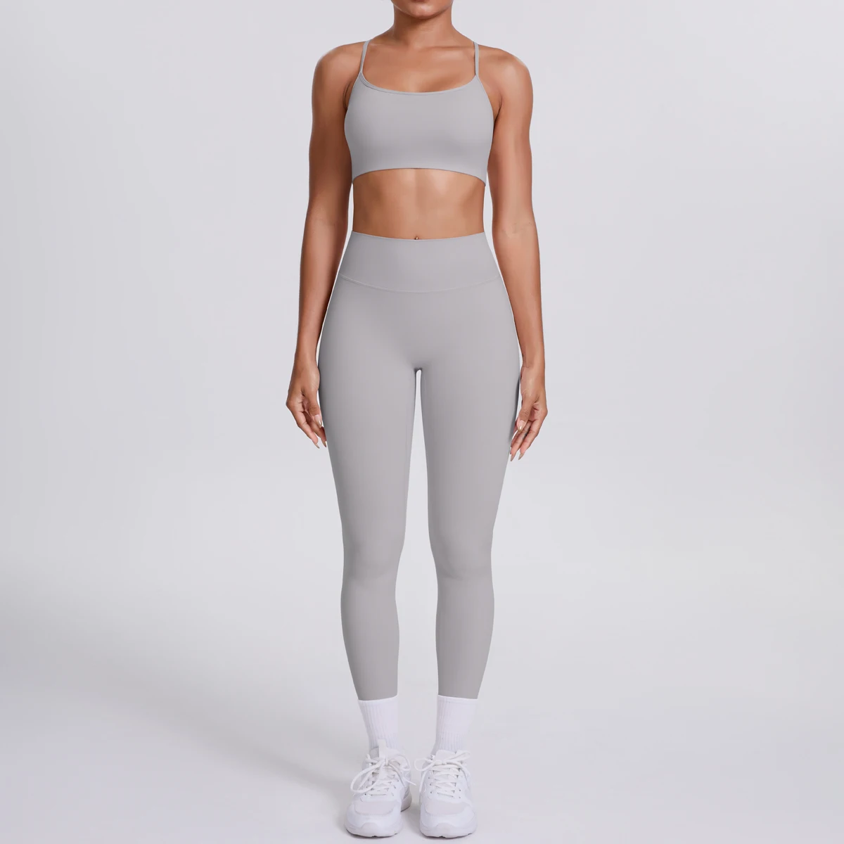 Yoga-Anzug, Sport-Set, Fitnessstudio, nahtlos, stoßfest, Sport-BH, Damen, hohe Taille und Hüften, eng, pfirsichfarbene Gesäßhose, Damen-Sportbekleidung – Detail 25
