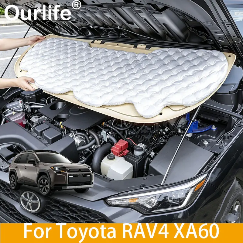 

For Toyota Rav4 XA50 XA60 2020-2025 2026 Engine Hood Insulation Cotton Soundproof Pad Trunk Soundproofing Foam Car Accessory