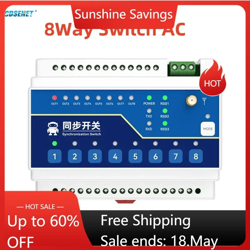 

433 МГц SX1262 Lora 8-позиционный переключатель Входной выход CDSENET E860-DTU(8080-400SL)A RS485 Длительное расстояние 10 км Промышленный класс переменного тока 85 ~ 265 В
