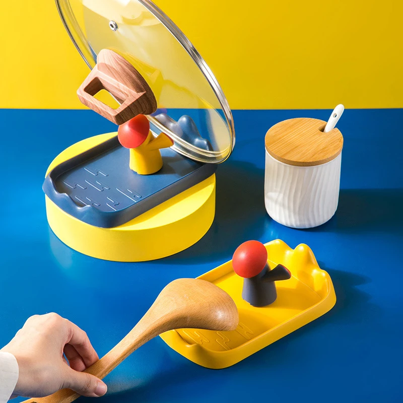 Creative Pot Spoon Holder Multifunctional Non-Slip Heat Resistant Utensil Tray Practical Kitchen Gadgets