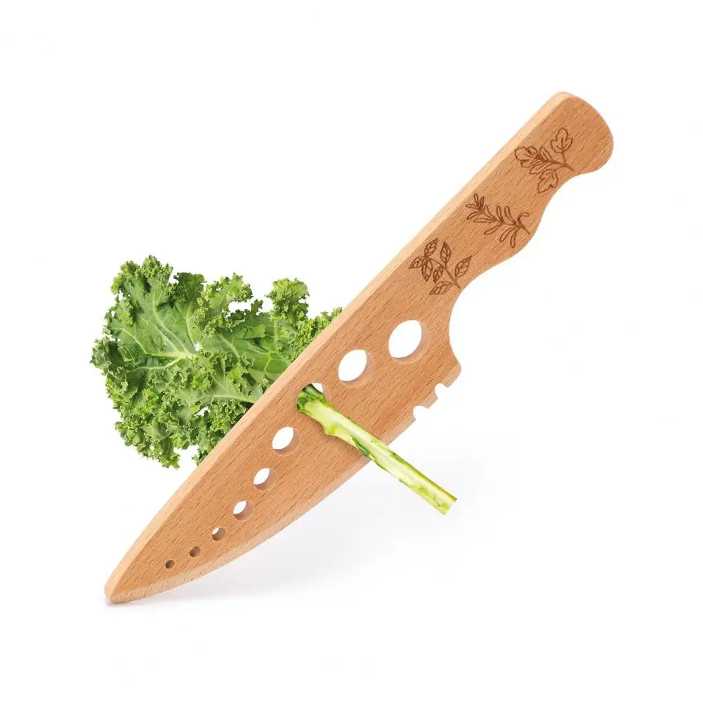 Herb Stripper Wooden Vanilla Stripping Tool Herb Stem Remover Vegetable Greens Leaf Remover Kitchen Gadget