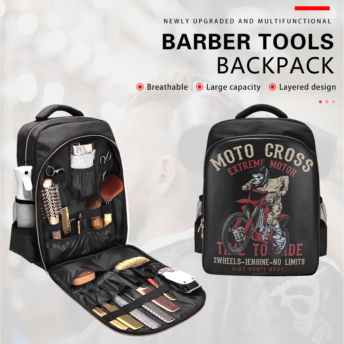 

Professional Barber Bag for Clippers | Salon Tools Organizer Backpack | Large Capacity Travel Case Barber Supplies Storage