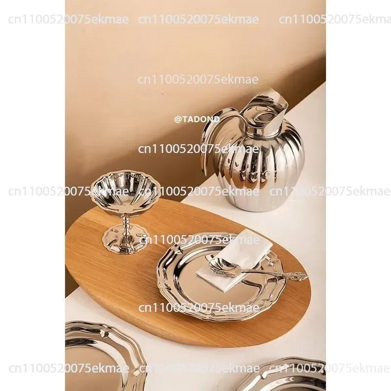 Stainless Steel Oval Lace-edged Trays – Vintage-style Afternoon Tea Dessert Plates and Cake/pastry Plates  Minimum Order5 Pieces