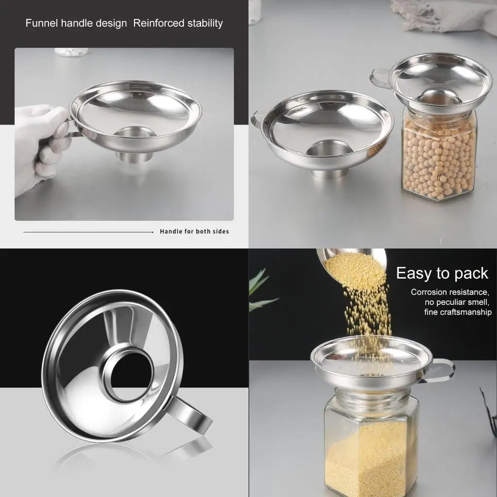 F19B Stainless Steel Funnel for Wide and Regular Jar Jars Canning Supplies Kitchen Funnel Wine Oil Filter Tool
