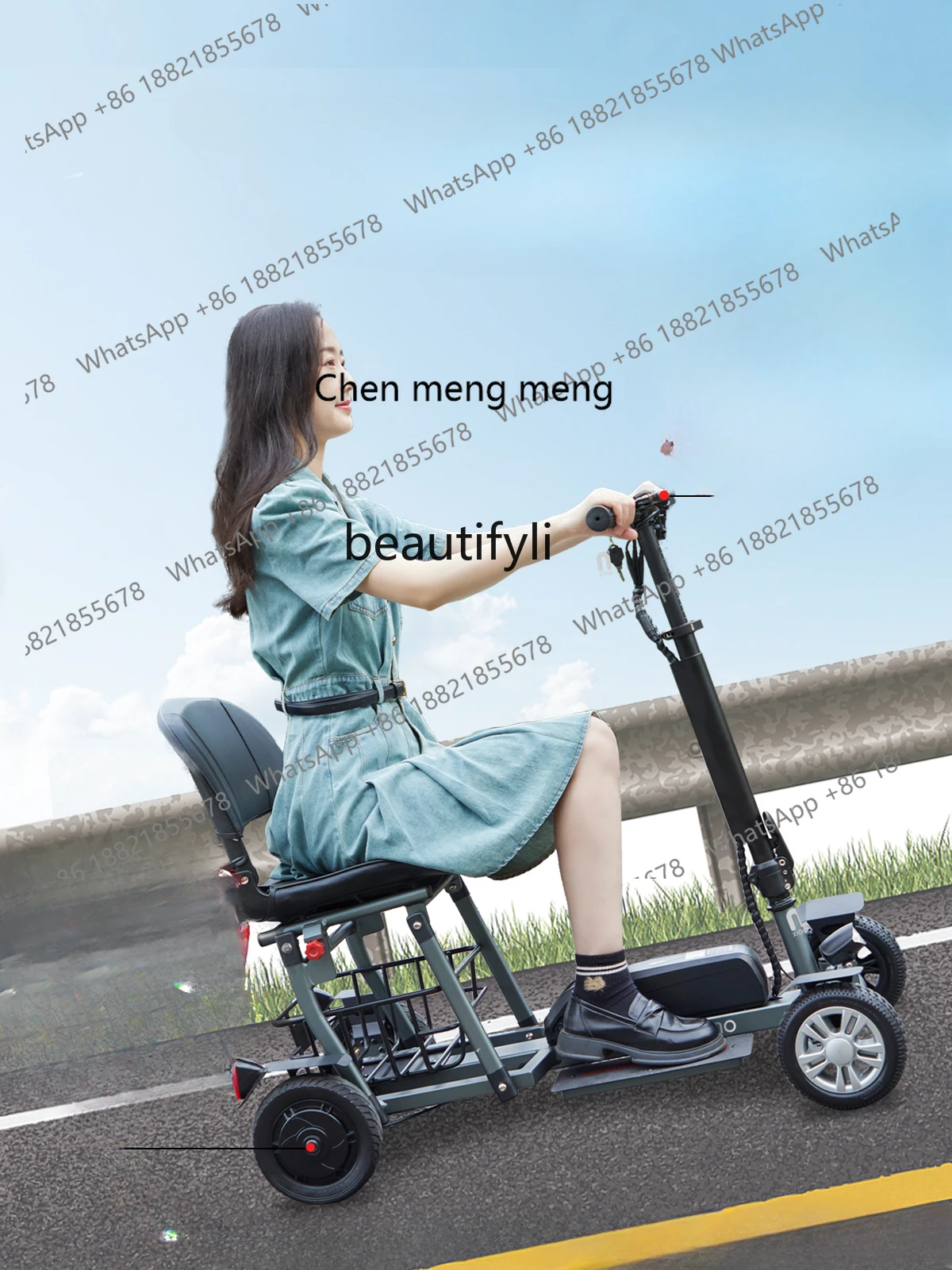 Four-Wheel Folding Electric Car Aluminum Alloy Light Elderly Disabled Small Power Battery Car