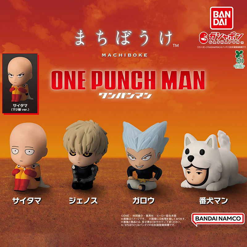 Bandai gashapon um soco homem machibouke saitama genos garou bankenman anime figuras modelo brinquedo original kawaii ornamento