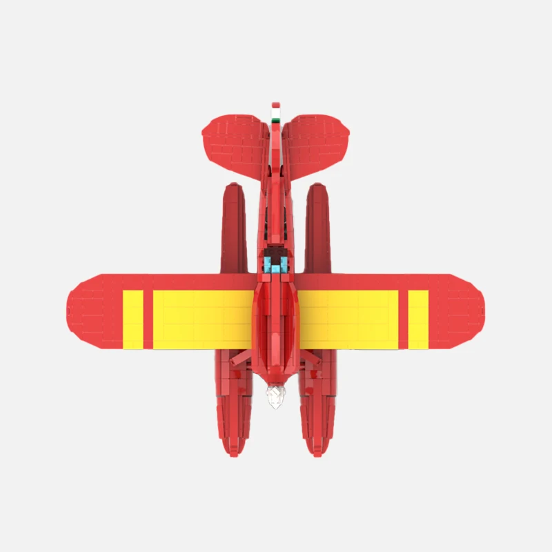 Italiaanse Macchi M.39 Fighter MOC-bouwstenen - Assemblagemodel uit de militaire serie met technische stenen DIY-montagespeelgoedset