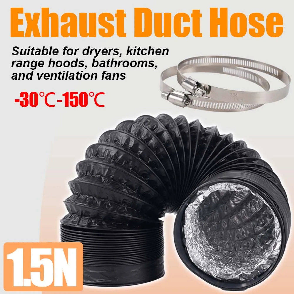 

1.5m Kitchen Range Hood Exhaust pipe, Air Conditioning Fan Exhaust Pipe Accessories High Temperature Heat Resistance ﻿