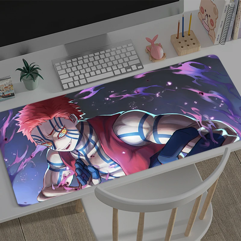 

Gaming Mouse Pad Demon Slayer Akaza Accessories Office Gamer Keyboard Desk Mat Non-Slip Laptop ground mat big PC Anime Mousepad