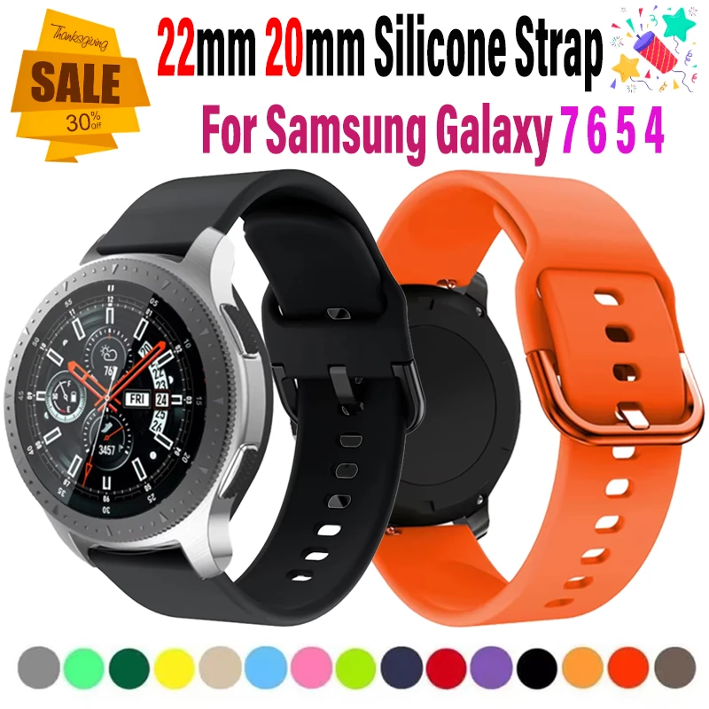 Correa de silicona de 22mm y 20mm para Samsung Galaxy Watch 7, 6, 5, 4, hebilla de Color suave y cómoda para Huawei Watch GT5-4-3-5 Pro de 46mm