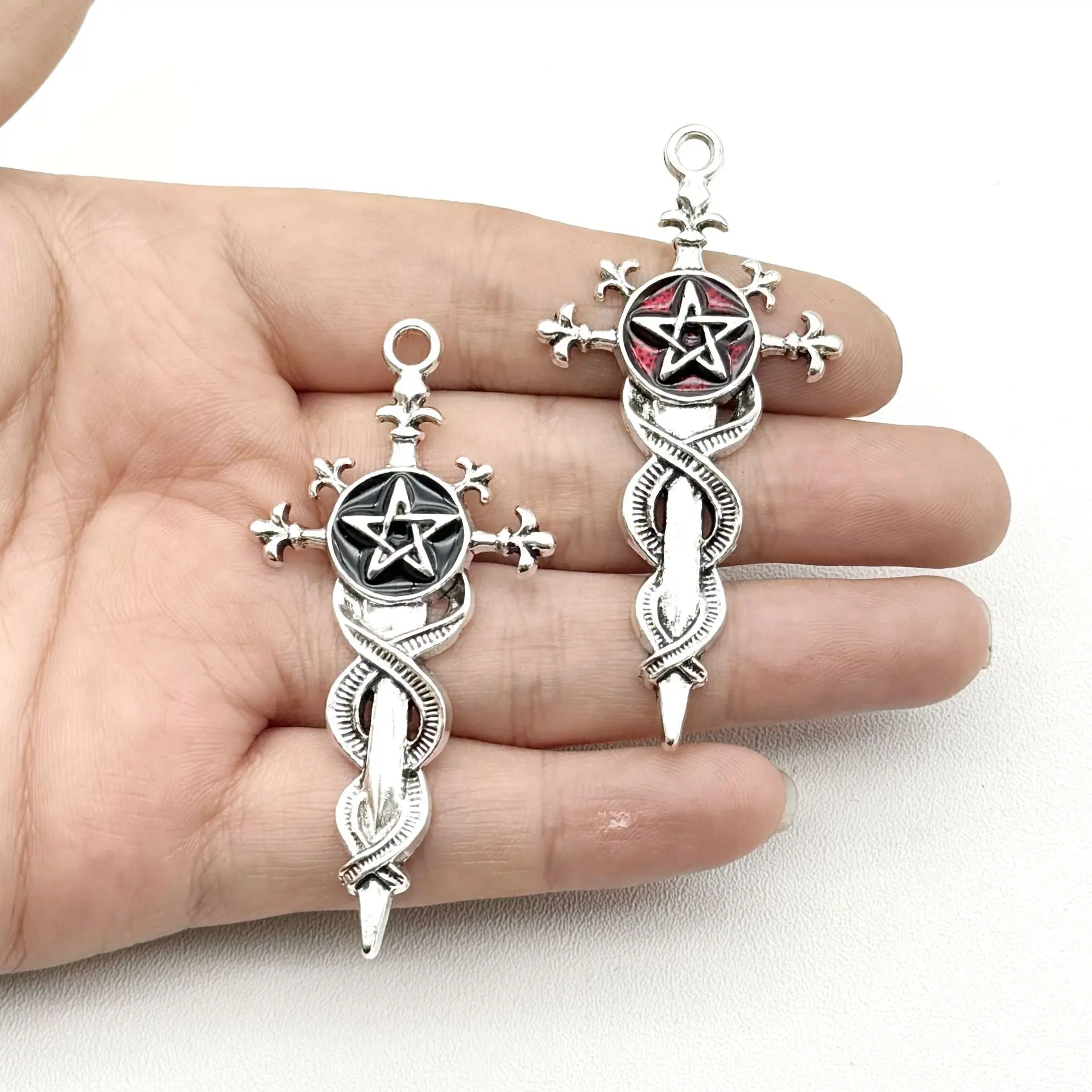 

Ювелирные аксессуары ручной работы «сделай сам», ретро-подвеска из цинкового сплава с пятиконечной звездой и мечом с каплями масла