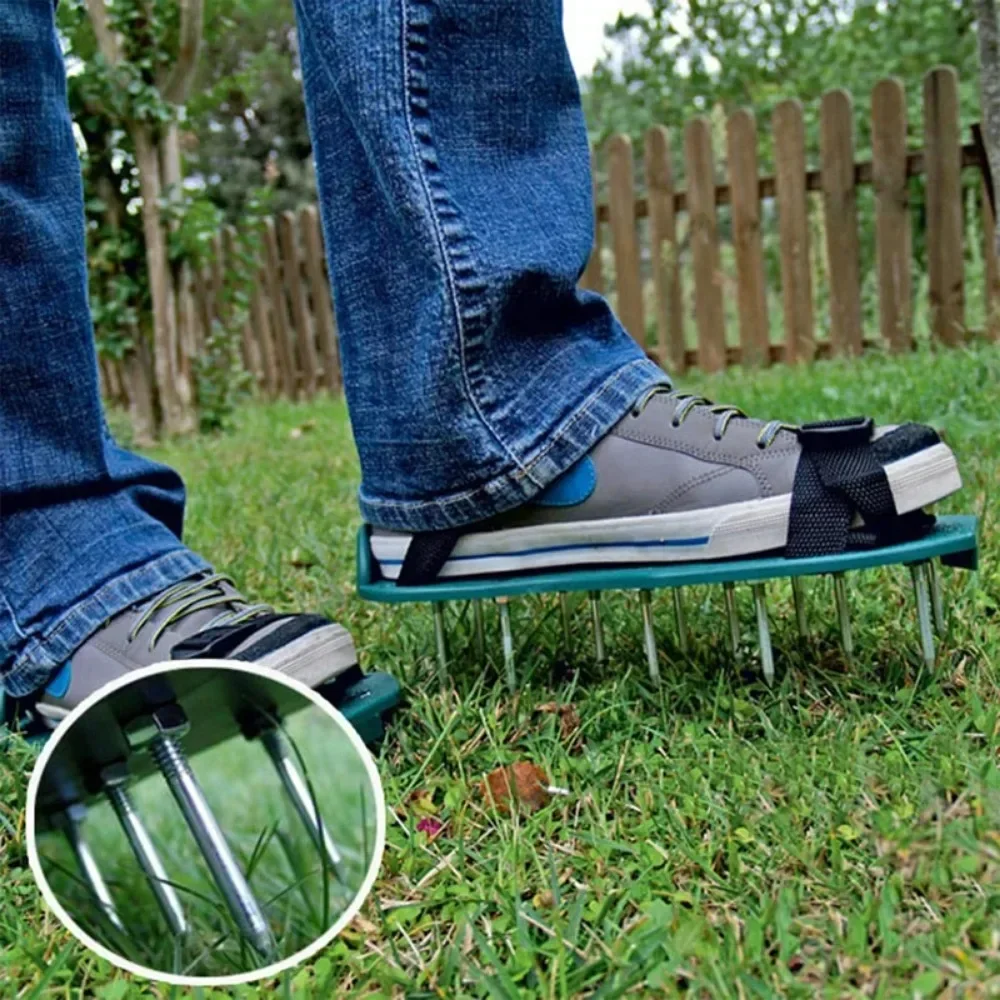 AAGardenNail Shoes Grass Loose Soil Tool 5cm Long Nail Lawn Aerator Grass Spikes Shoes Self-Leveling Epoxy Yard Grass Cultivator