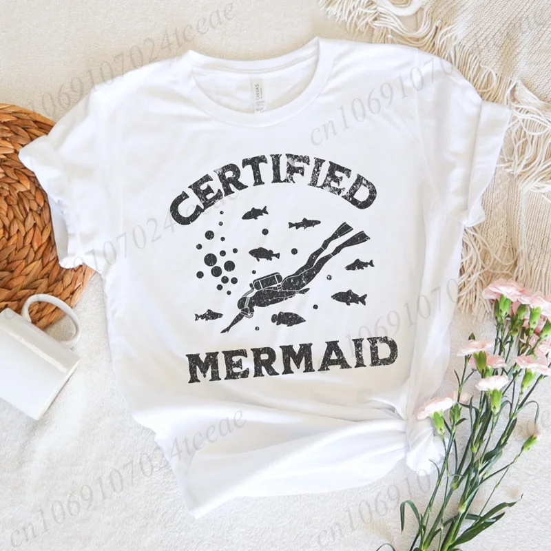 Certified Mermaid Shirt, Funny Scuba Diving Gift,Diving Instructor Tee, Swimmer Tops, Underwater Sport Tee Shirts, Short Sleeve
