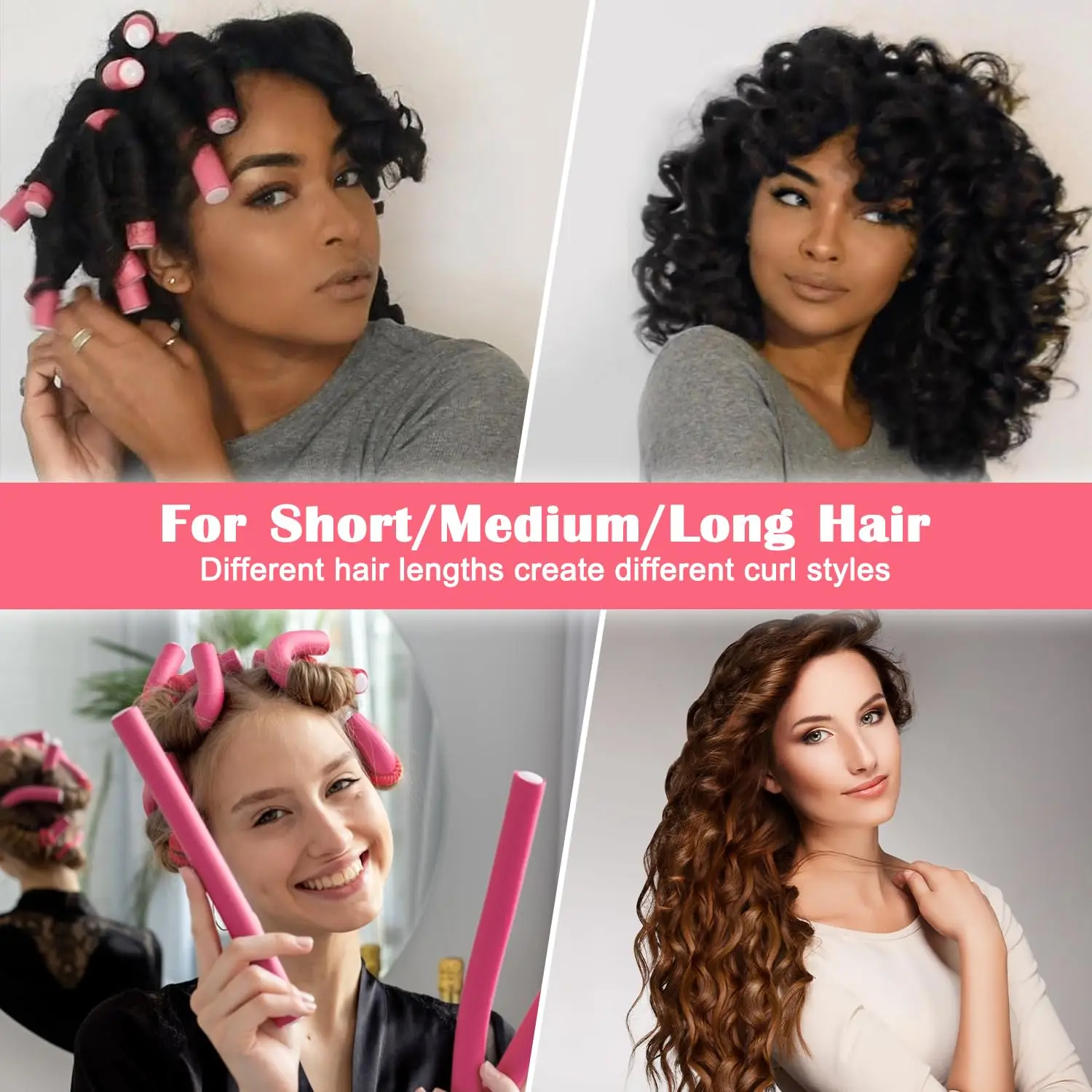 Flexible Hair Curlers to Sleep in, 20PCS Flexi Rods (1.4cm Sizes), No Heat Heatless Curling Set for Short Medium Long Hair view 5