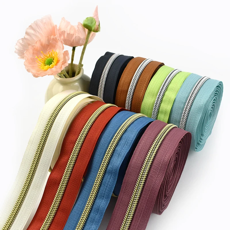 

Meetee 2/5/8/10M Nylon Zipper Tape By The Meter for Jacket Closure Zippers 5# Plastic Zip Repair Kits Sewing Scissors Material