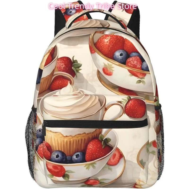 

laptop bag back to school Strawberry Ice Cream Print Lightweight Laptop Backpack Lightweight Multipurpose Travel Casual Daypack
