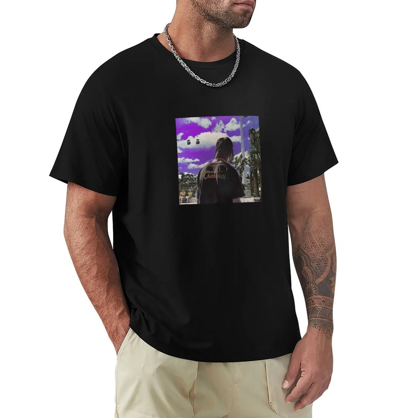 Travis x purpel sky T-Shirt Casual Simple Design Short Sleeve Shirt