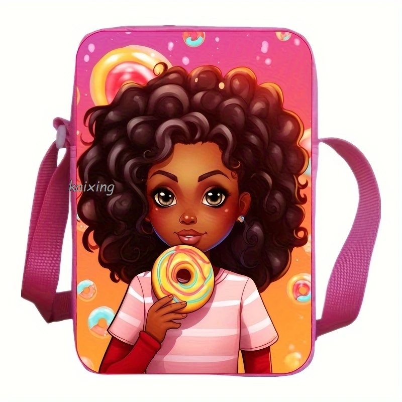 New Cute African Little Girl Zipper Crossbody Bags Women Shoulder Messenger Bag for Girl Handbag Fashion Phone Purse