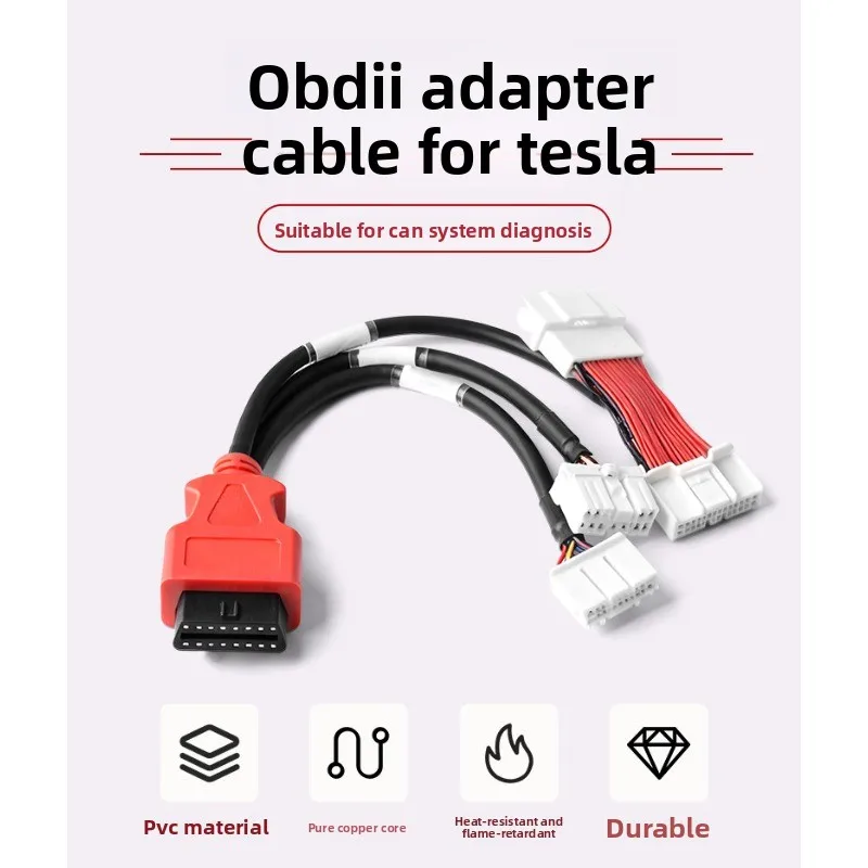 For Tesla Model 3 YX S OBD Diagnostic Car Tools 26Pin/12Pin/20Pin Male Female to 16Pin Cable Dla TSL CAN to 0BD2 Test Connector