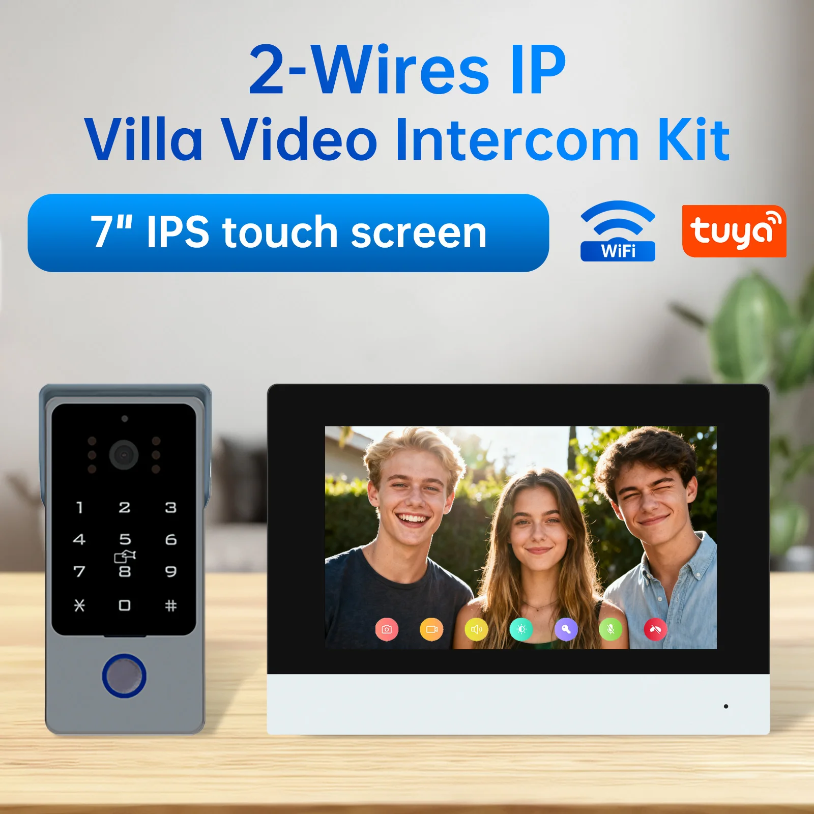 Видеотелефон, 2 провода, 7 дюймов, сенсорный экран, дверной звонок, RFID-разблокировка, ночное видение, Tuya Smart 1080P, комплект видеодомофона, домофон, Maison