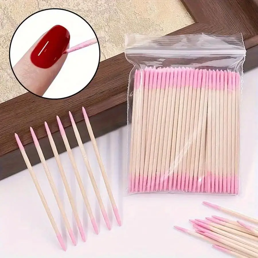 Professional Dual-Tip Pointed Cotton Swabs, 100-500 Pcs, for Beauty Eyebrow Makeup Cleanup, Nail Art Correction & Polish Removal