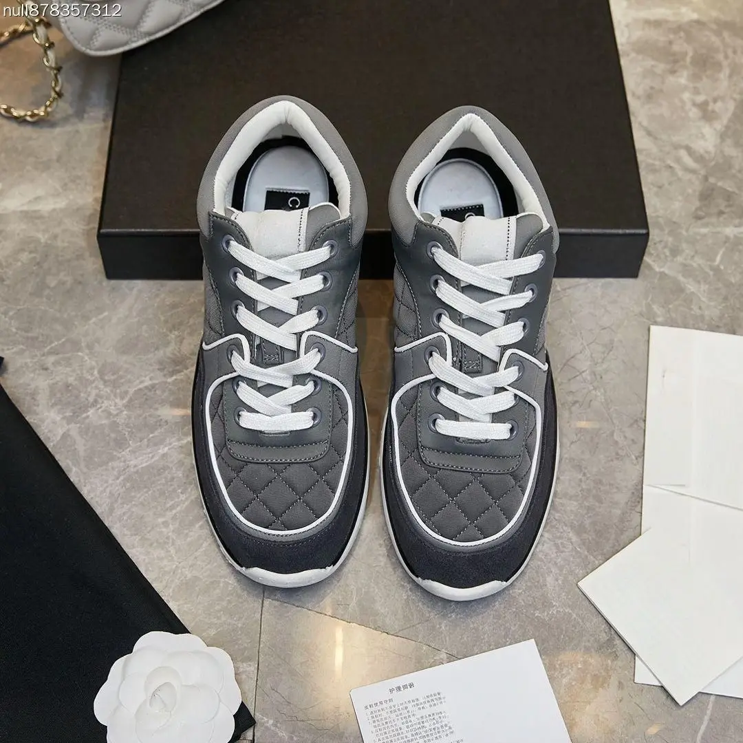 Unisex Fashion Diamond Stitch Patchwork Casual Sneakers Grey Black Lace-up Daily Commute Non-slip Sports Footwear