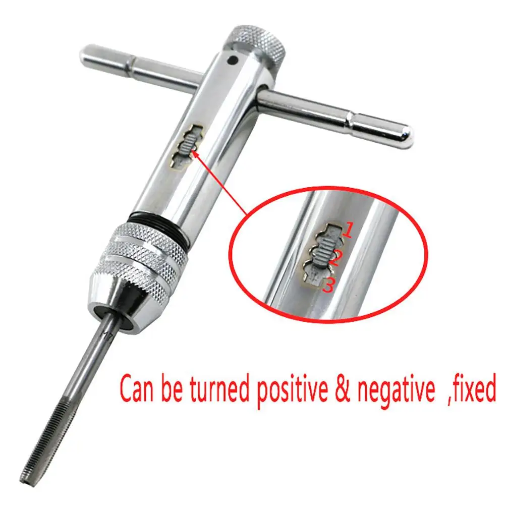 M5-M12 Adjustable T-Shaped Handle Reamer Screw Extractor Tap Wrench Holder Ratchet Inserted Reverse Direction wholesale dropship