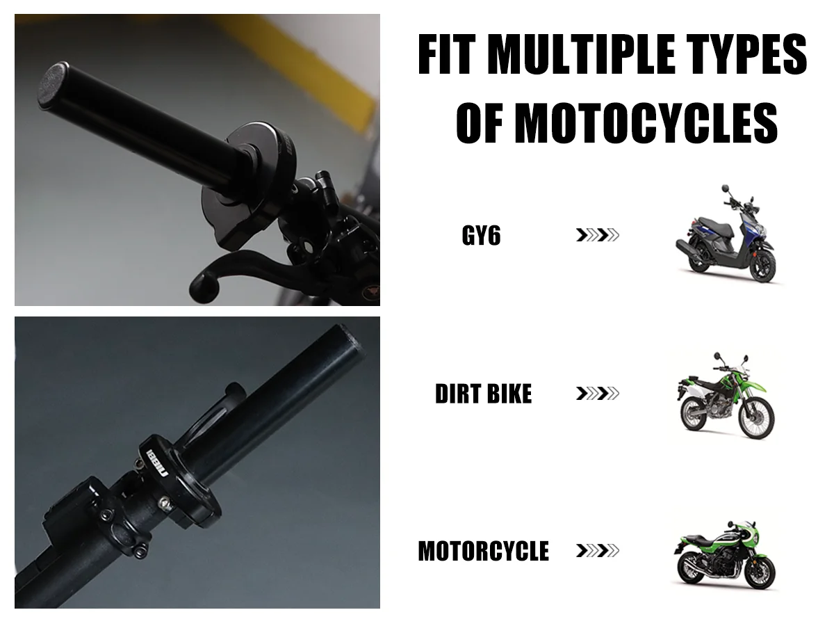NIBBI Motorradgriff CNC Gasdrehgriffe Handschützer 180 cm Gaszug Beschleuniger Set für GY6 Motor Roller DirtBike – Detail 9