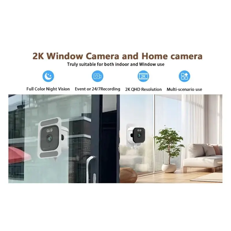 ABKQ-4X 3MP 2K Window Camera With Color Night Vision,Dual Band Wifi 2.4Ghz 5Ghz Home Security Camera Motion & Human Detection