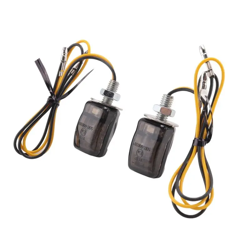 A57E-2Pcs Universal LED Black Mini Tiny Small Indicators Turn Signals Motorcycle Motor Bike For