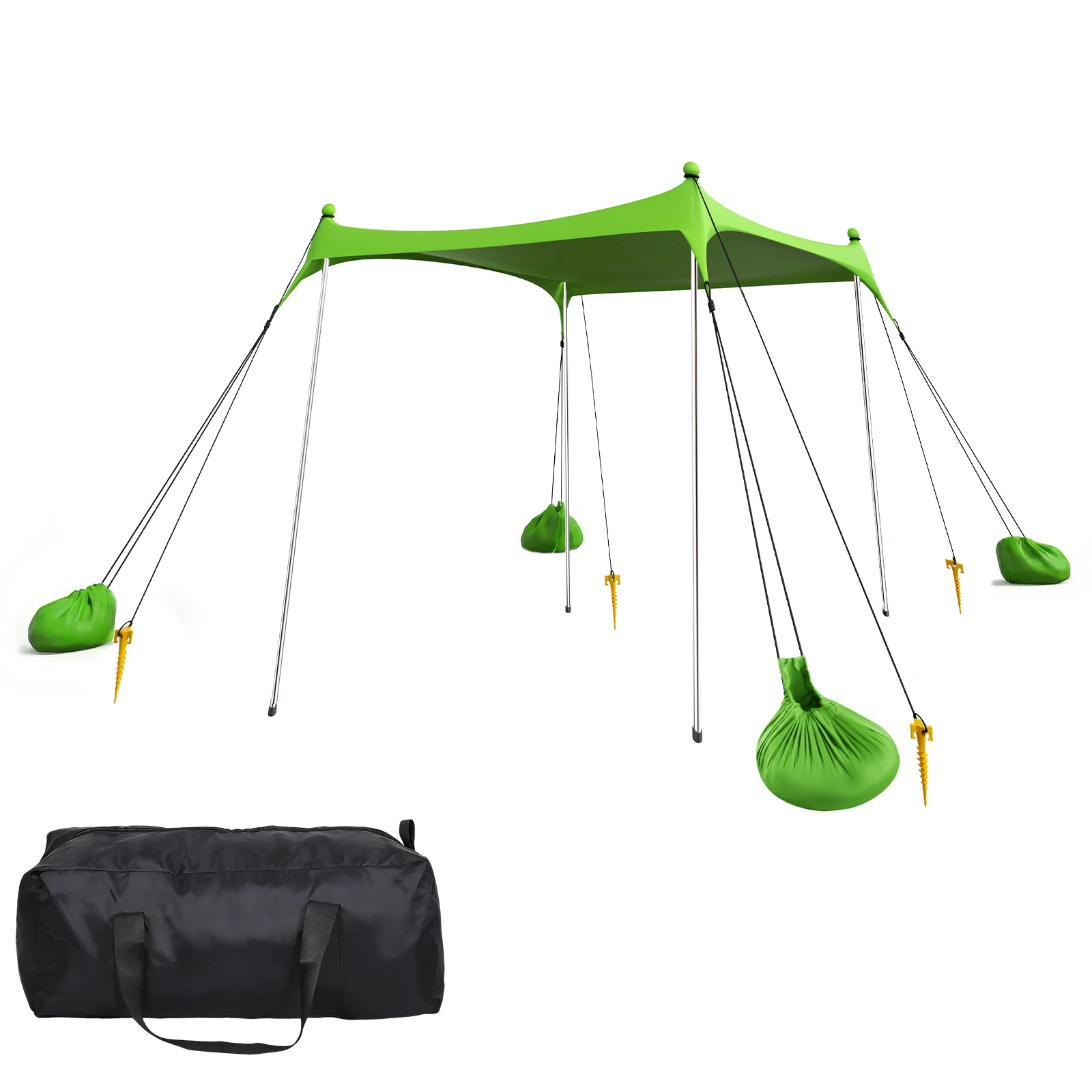 Tenda da campeggio portatile per proteggersi dal sole in spiaggia, dimensioni 2x2,1x1,5 m, protezione UPF 50+, resistente al vento, facile da montare, con sacca per il trasporto, ideale per picnic,