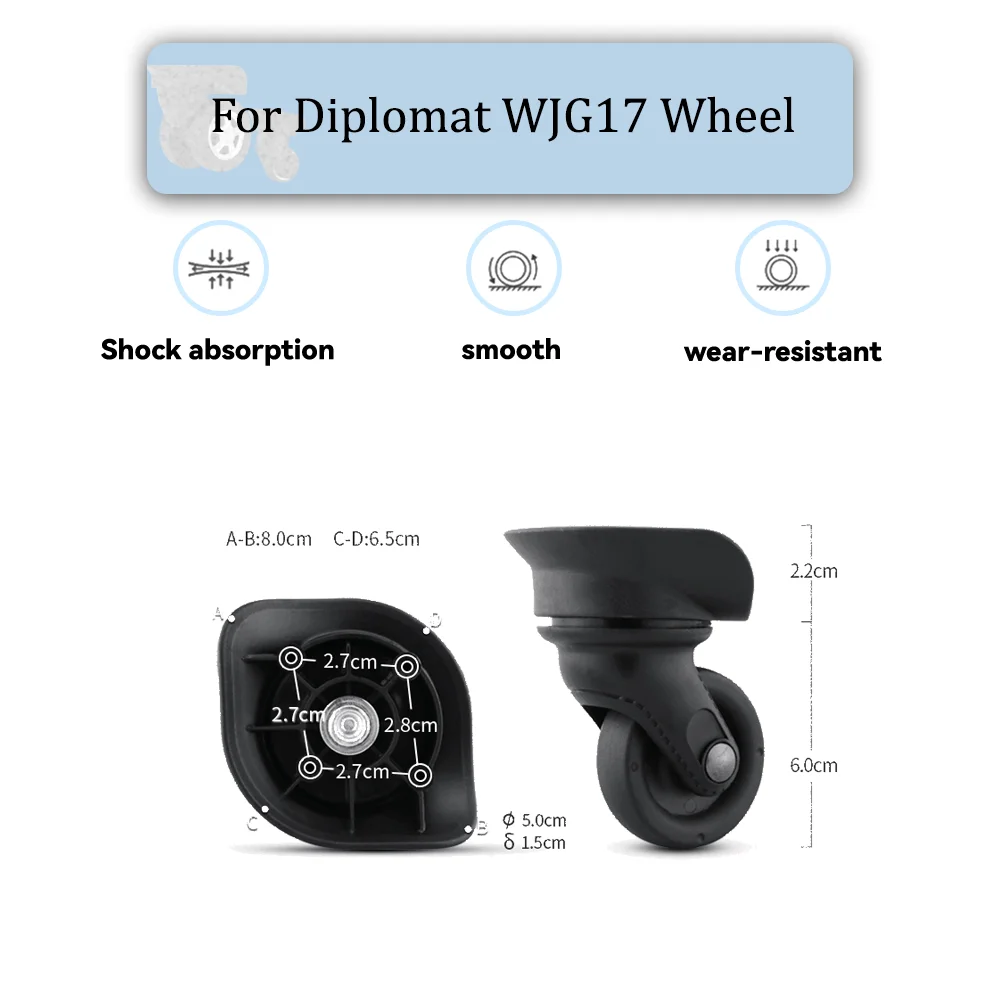 

For Diplomat WJG17 Universal Wheel Black Replacement Suitcase Silent Smooth Shock Durable Absorbing Rotating Accessories Wheels