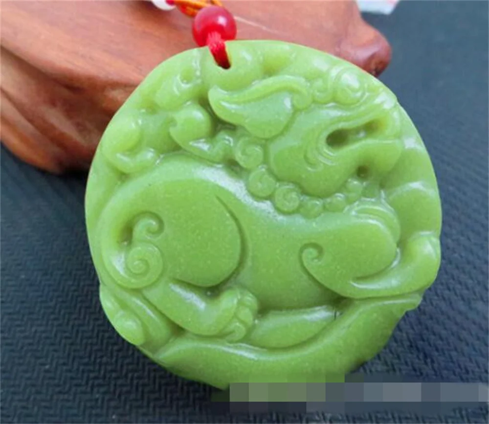 الحجر الطبيعي فلوريت منحوتة الصينية كيلين محظوظ قلادة تميمة حبل قلادة توهج في الظلام مضيئة الأحجار سحر المجوهرات