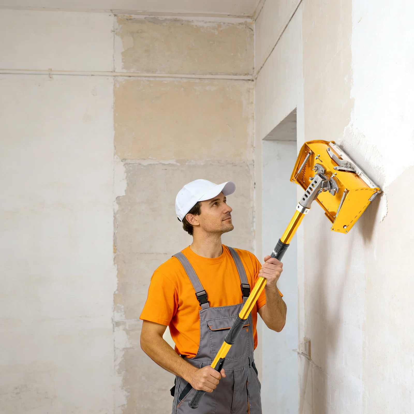 Adjustable Drywall Box Wall Putty Applicator, Aluminum Alloy Putty Scraper Tool with 3.44‑5.51ft Telescopic Handle for Wall Ceiling Plaster Finishing